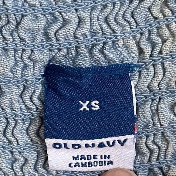 Old Navy | Blue Floral Flutter-Sleeve Floral Tiered Smocked Midi Swing Dress XS - Picture 7 of 8